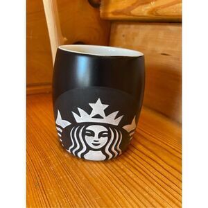 Starbucks Mug Black Reverse Embossed Mermaid Etched Coffee Mug Limited 2011